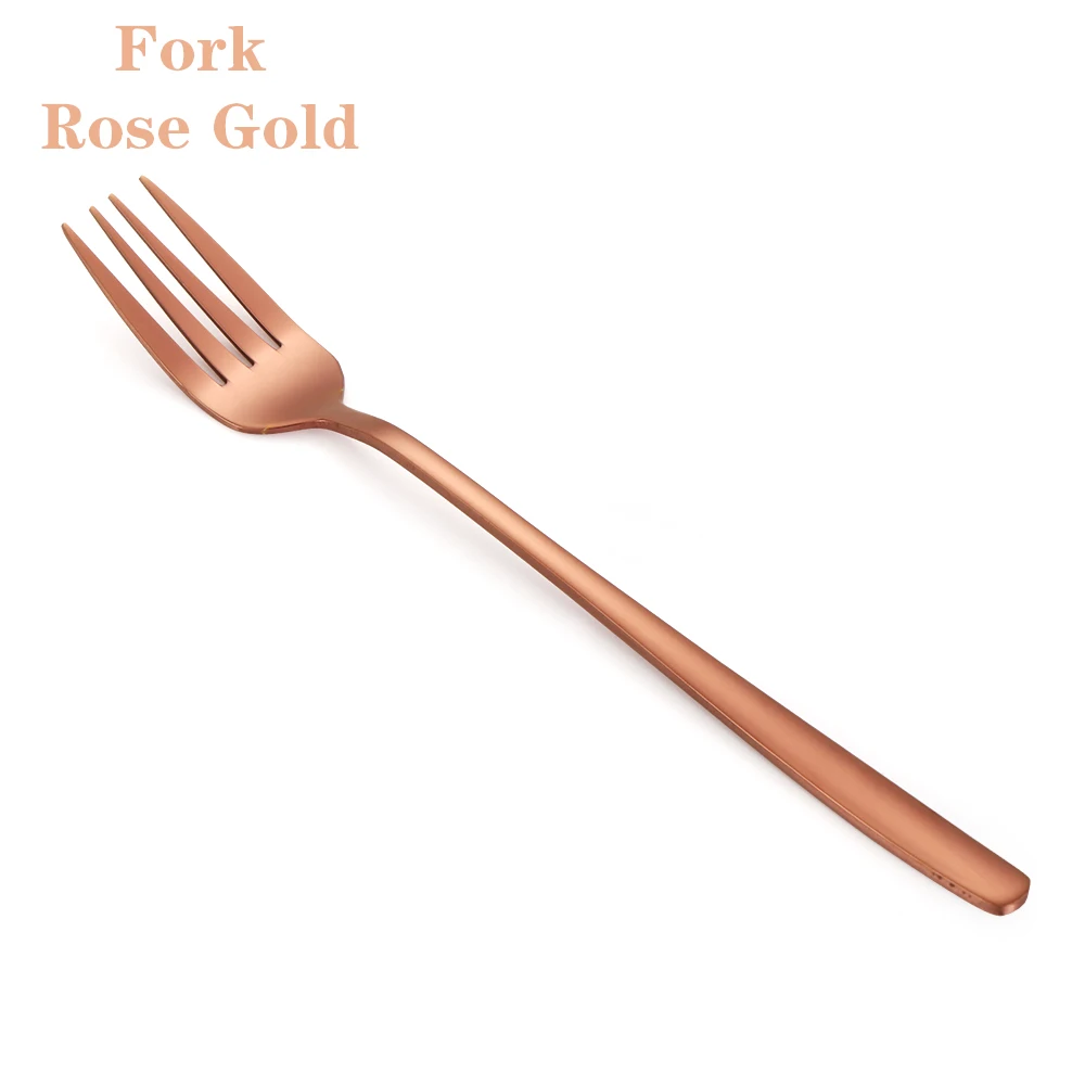 Fork rose gold 1 шт. из нержавеющей стали Радужный цвет длинная ручка еда вилка ложки Чай Кофе лапша суп столовая посуда кухонные принадлежности - Цвет: Fork rose gold