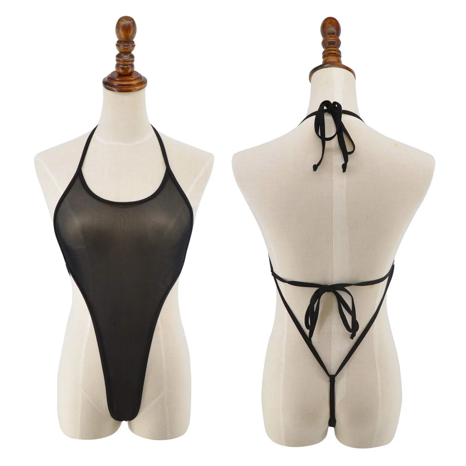 Женское сексуальное прозрачное Боди без рукавов с бретельками и открытой спиной