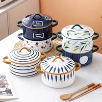 ceramic casserole japanese blue white porcelain round 11 8l soup pot soup bowl with lid household kitchen supplies tableware