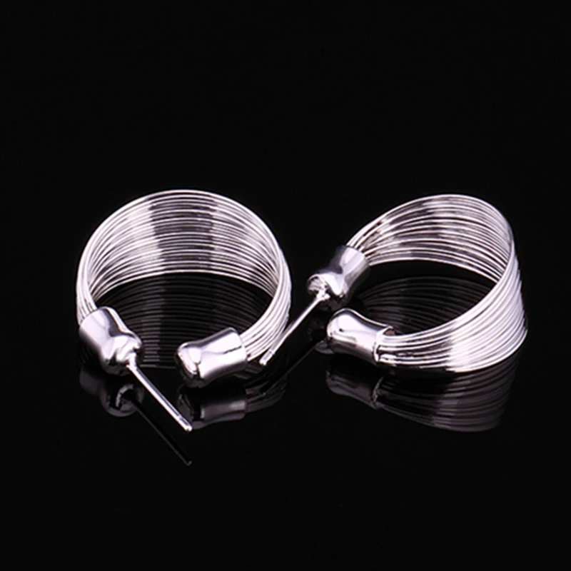 Silver 925 Hoop Earrings for Women Multi Lines Earing Brincos Femme Oorbellen Pendientes Fashion Jewelry Accessories Bijoux Gift | Украшения