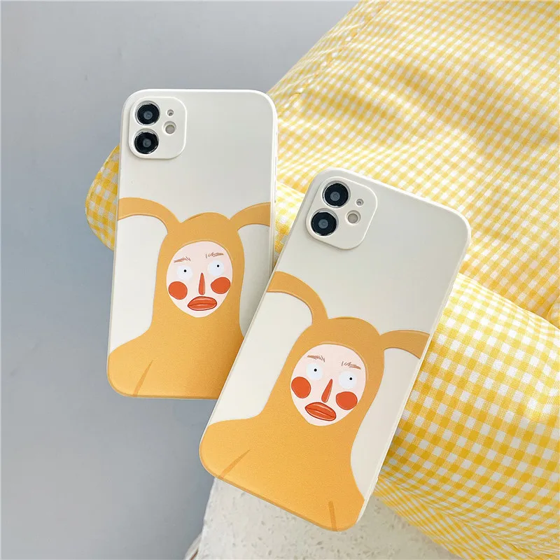 

Cute Cartoon Side painting Phone Case For iPhone 12 Pro Max 11 X XS XR XSMAX SE2020 8 8Plus 7 7Plus Plus Liquid Silicone Cover