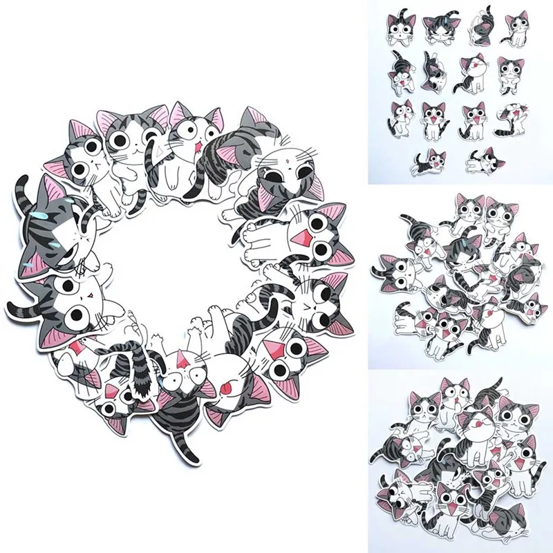 

14Pcs/Lot Sweet Home Cat Stickers For Decal Snowboard Laptop Luggage Car Fridge Cute PVC Stickers
