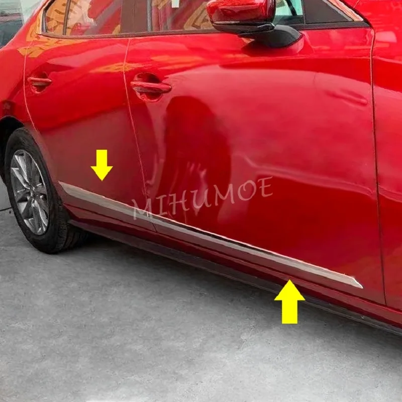 

Chrome Door Body Side Skirts Trims Strips Cover For Mazda 3 Sedan Hatchback 2019 2020 2021