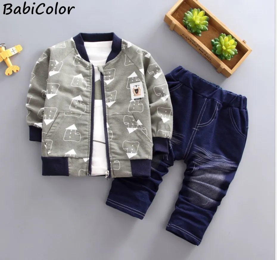 

Комплект одежды для детей на весну и осень, Модная хлопковая куртка + рубашка + штаны, вечерние комплекты из 3 предметов для маленьких мальчик...