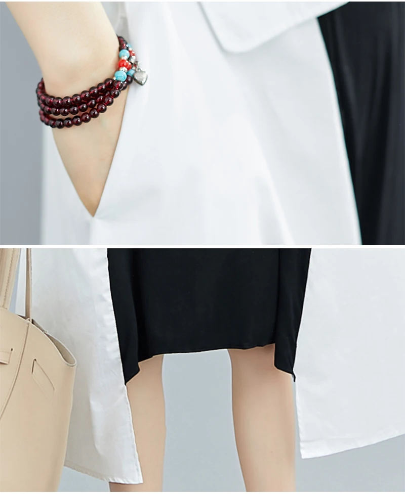 

Irregular Dress Women Splicing Vestidos De Fiesta De Noche Loose Ladies Dresses Patchwork Pockets Robe Femme Vestidos Mujer