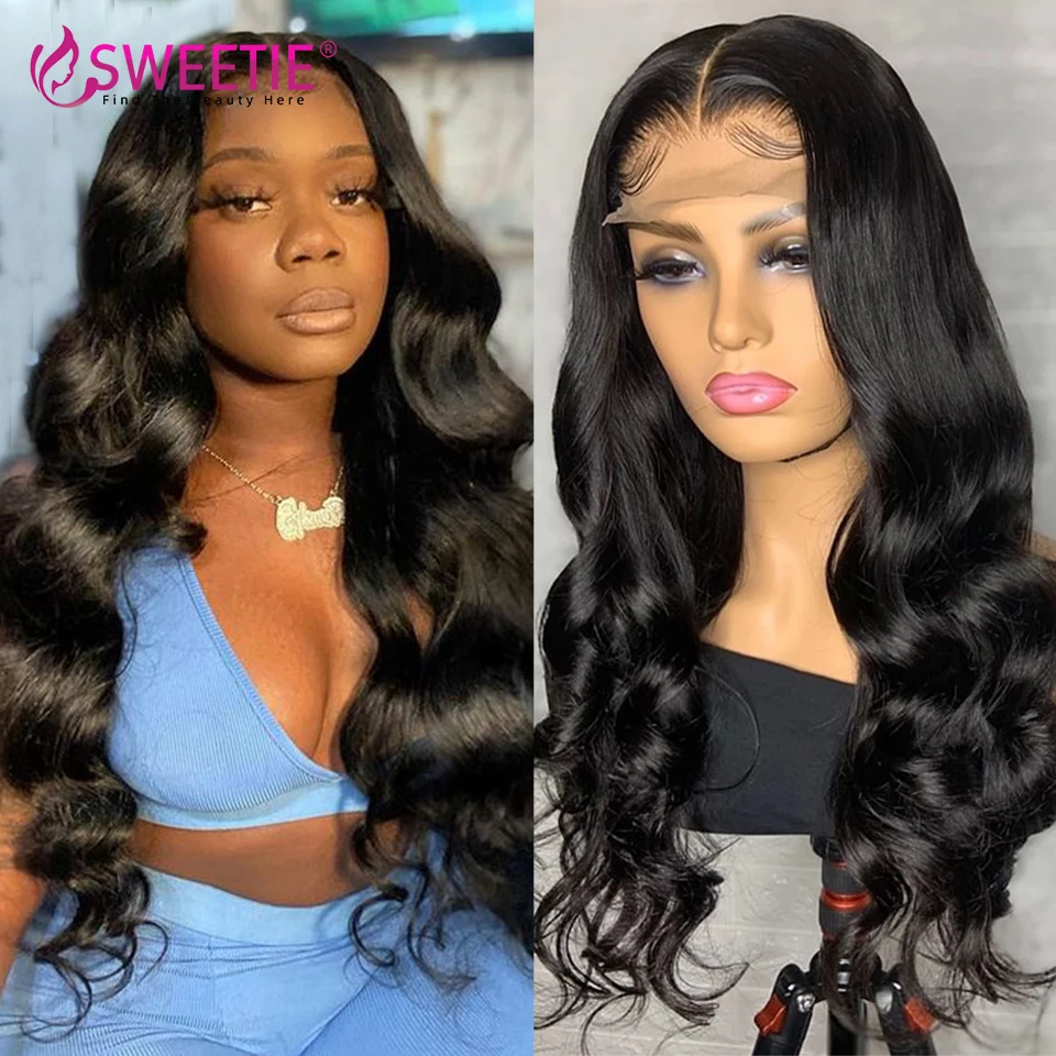 

SWEETIE 13X1x6 Transparent T Part Lace Closure Human Hair Wig Medium Brown 4x4 Top Closure Wigs With Baby Hair Lace Part Wig