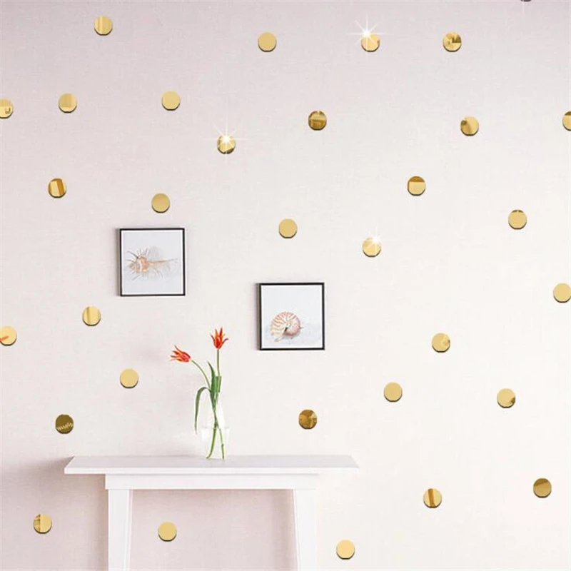 Modern Round Stickers Decal Mirror Effect Wall Background Home Decor(50/100pcs) New Creative Sticker For Livingroom | Дом и сад