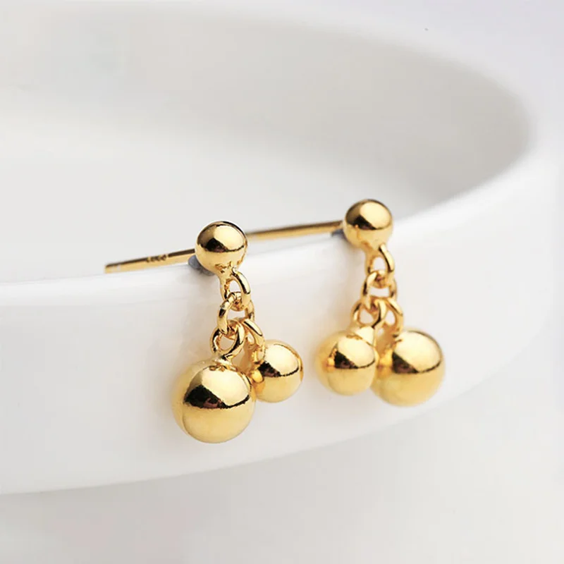 

S925 full body sterling silver creative gold ball bag gold beanie shape earrings sterling silver stud earrings for girls