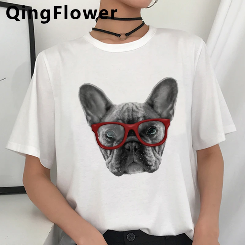 Футболка женская с принтом французского бульдога милая мультяшная футболка