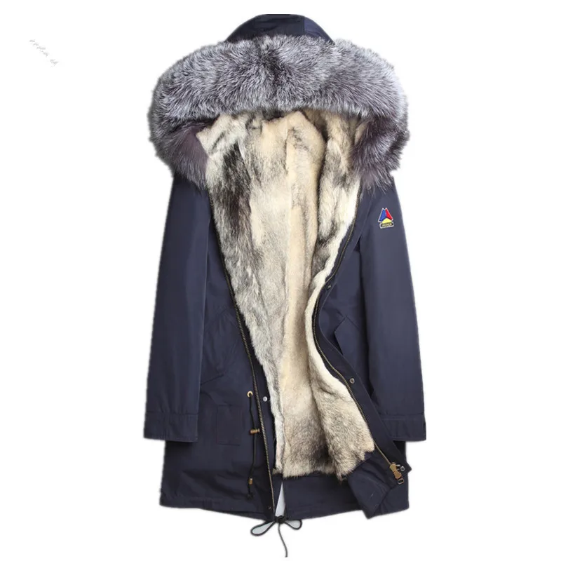 

Coat Real Natural Fur Wolf Fur Liner Parka Winter Jacket Men Fox Fur Collar Warm Jacket Parkas Winterjas Heren L18-3001 Y1630