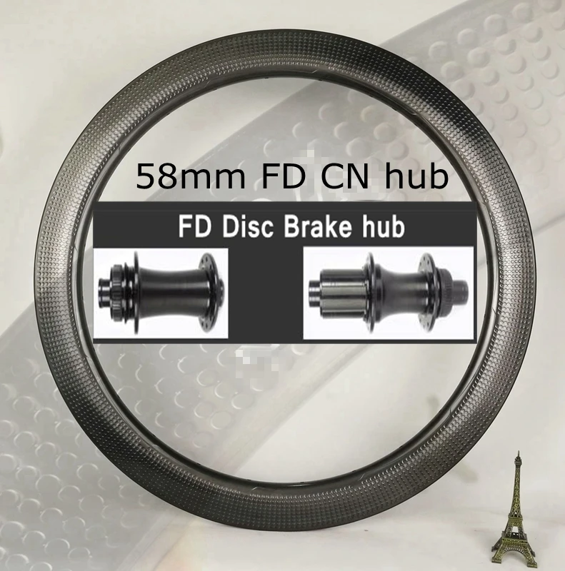 58mm FD Disc hub 700C 58/45 мм бескамерная дорожная велосипедная Дисковая тормозная карбоновая колёса dimple disk Cyclecross carbon wheelset D350 t240 ступицы - Цвет: 58mm FD Disc hub