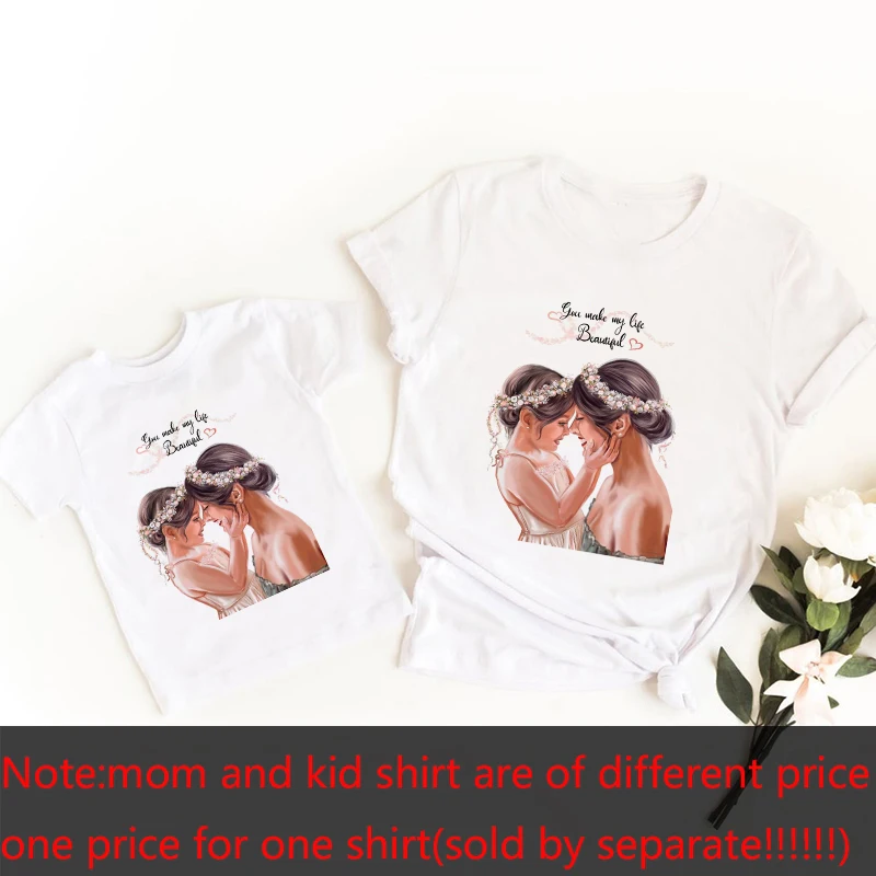 Забавная летняя Одинаковая одежда для всей семьи кавайная белая футболка мамы и