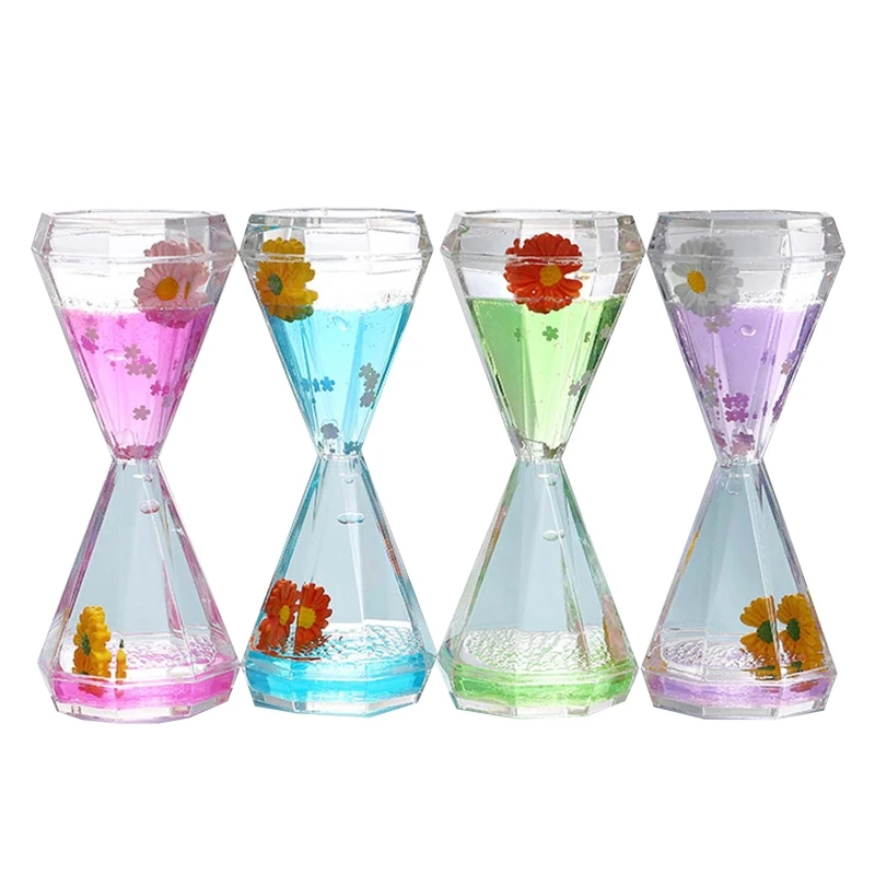 

Diamond Shaped Liquid Motion Bubbler Timer Daisy Floating Oil Hourglass Desk Toy