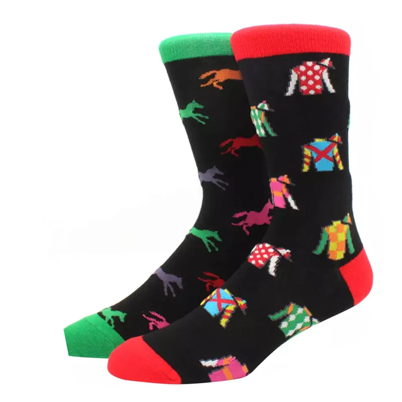 

4Pair Quality Cotton Socks food Pattern Long Tube Funny Happy Men Socks Novelty Skateboard Crew Casual Crazy Socks EU39-46