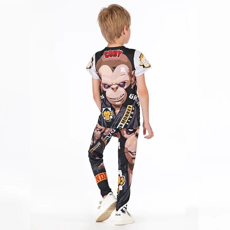 Детские Боксерские Трикотажные изделия для ММА компрессионная футболка + брюки