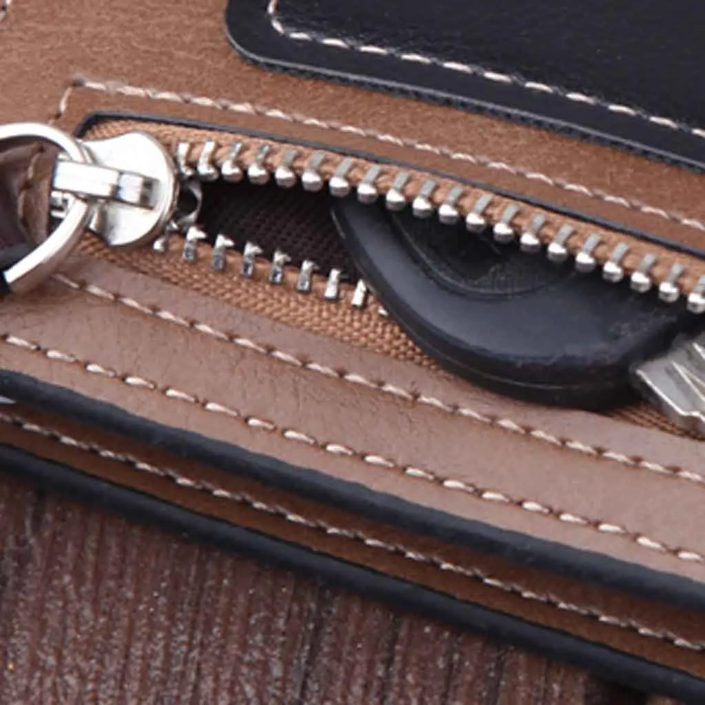 Мужской кошелек на каждый день простой короткий молнии мульти-карта Ретро стиль