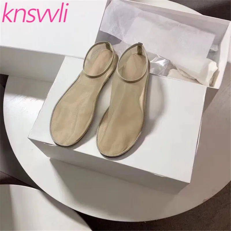 Женские балетки на плоской подошве из эластичной сетчатой ткани с круглым носком