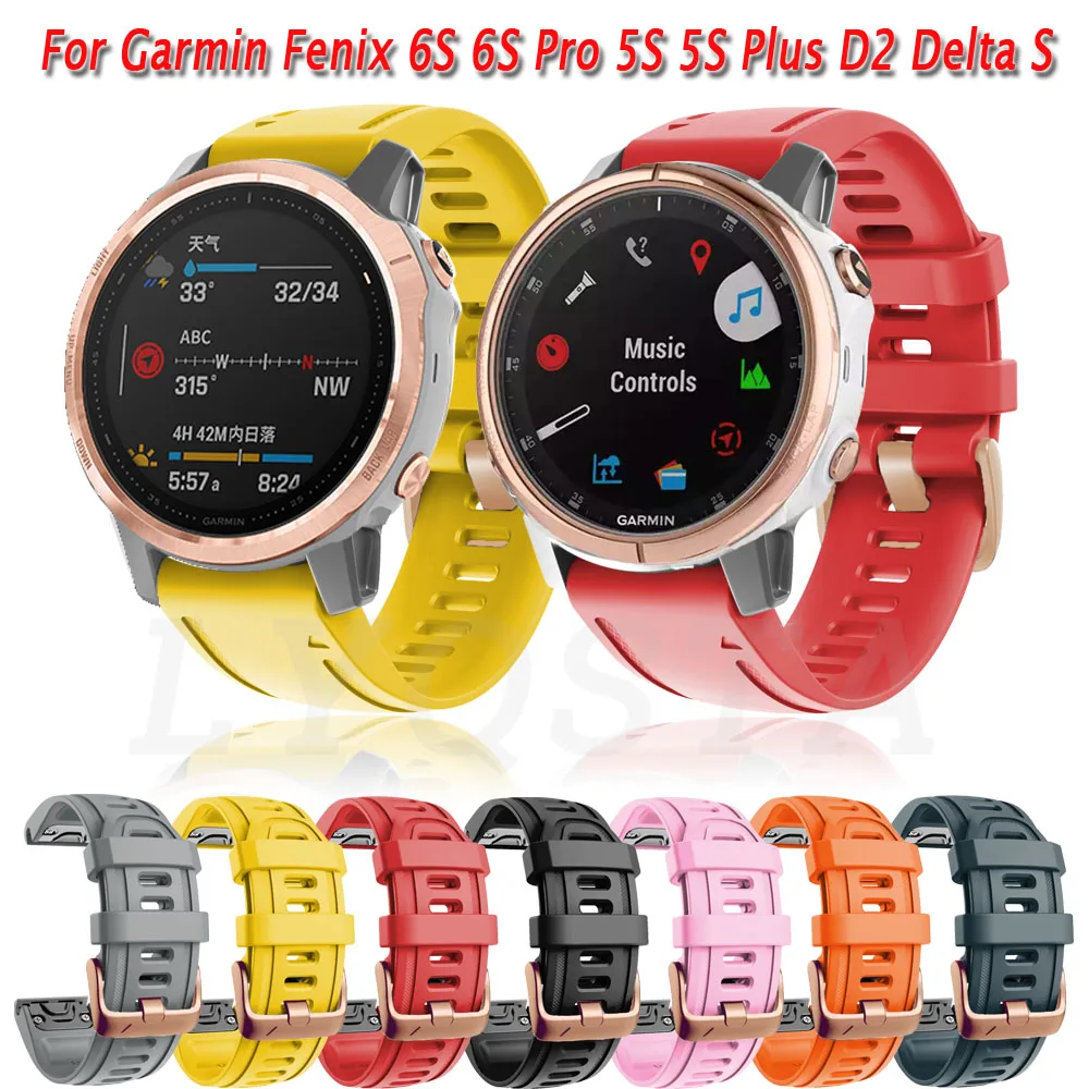 

20mm Silicone Watchband For Garmin Fenix 7S 6S Pro 5S 5SPlus Descent Mk2S D2 Delta Watch Quick Release Easyfit Wrist Band Straps