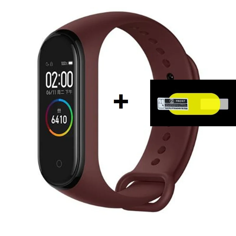 Браслет Mi Band 4 ремешок Mi Band 3 спортивный ремешок на запястье силиконовый браслет для браслета 3 группа 4 браслет Miband 3 4 ремешок - Цвет: with m3 film