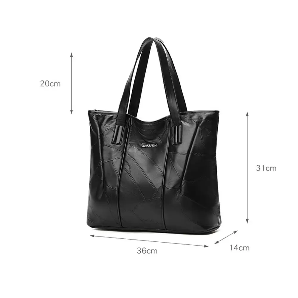 

Genuine Leather Shoulder Bag Casual Sheepskin Ladies Black Luxury Handbags Large Capacity Fashion Shoulder Bags For Women 2020
