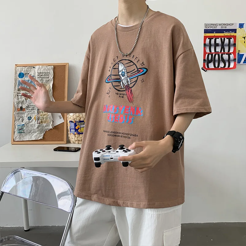 

2021 popular summer men's cotton T-shirt, fake two piece splicing design, youth fashion 007-T3276-3