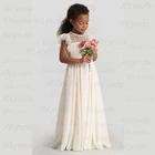 Белые платья цвета слоновой кости с цветочным рисунком для девочек Детские платья для первого причастия с платье принцессы с бантом и бантом праздничное платье 2021