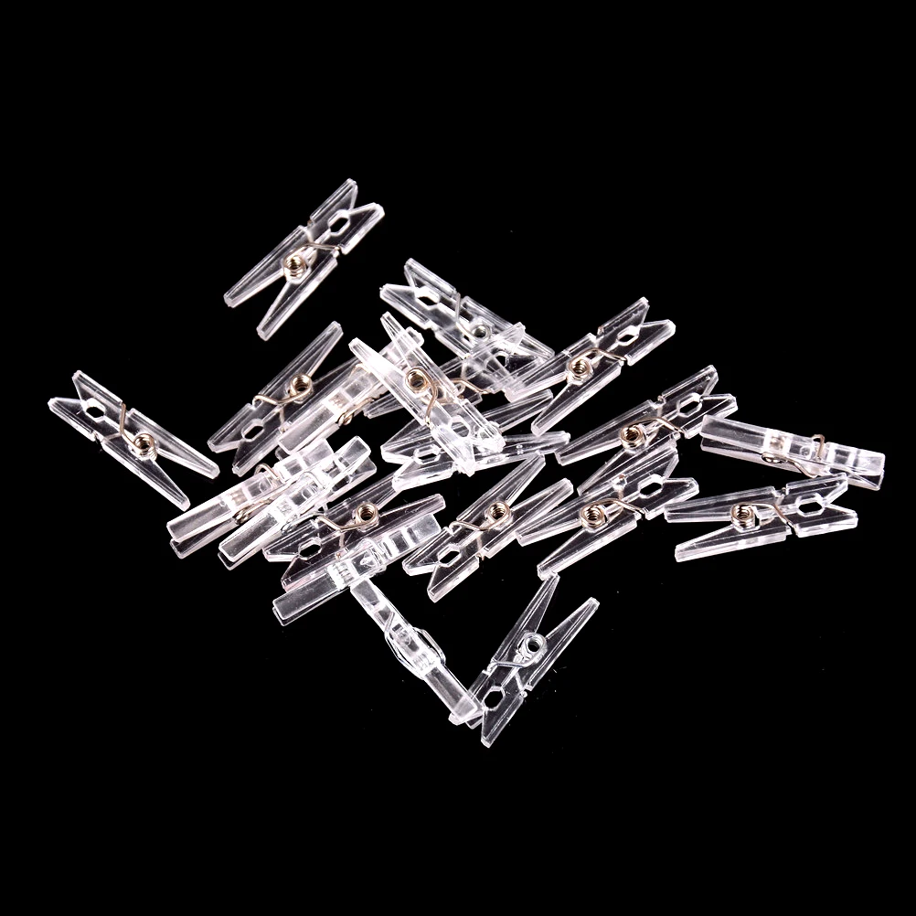 20 PCS 25mm Quality Mini Spring Clear Transparent ClipsPeg Pin Clothespin Craft Clips Clothes Photo Paper Party Home Decoration | Дом и сад