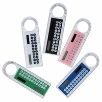 5 colors mini ultra thin ruler solar calculator magnifier multifunction 10cm calculator office supplies