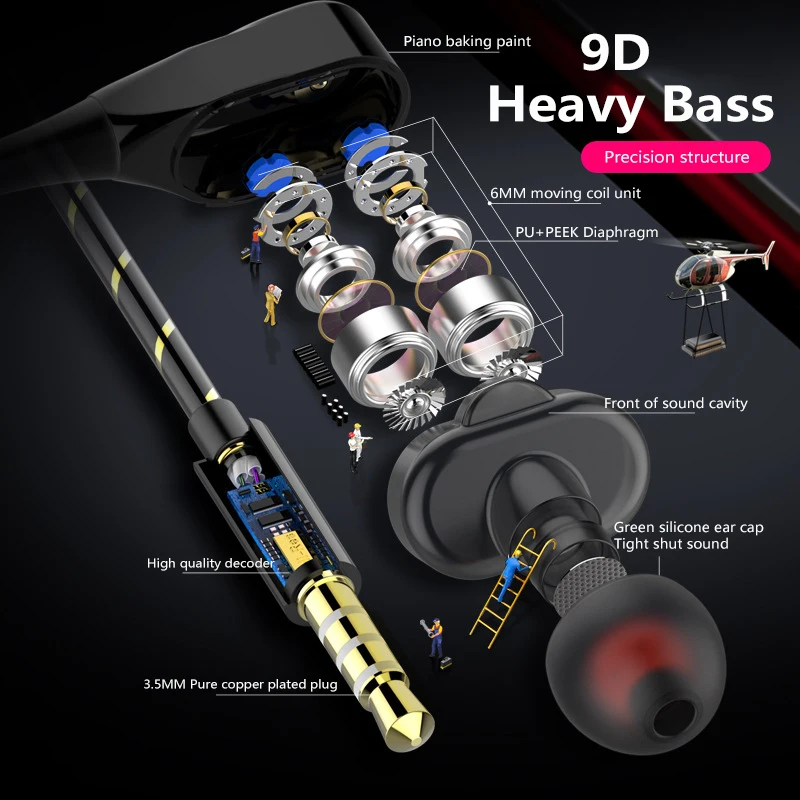 

Wired In Ear Earphones Earbuds Earpiece With High Definition Dual Dynamic Driver High-fidelity Audio Deep Bass DJ HiFi Headset