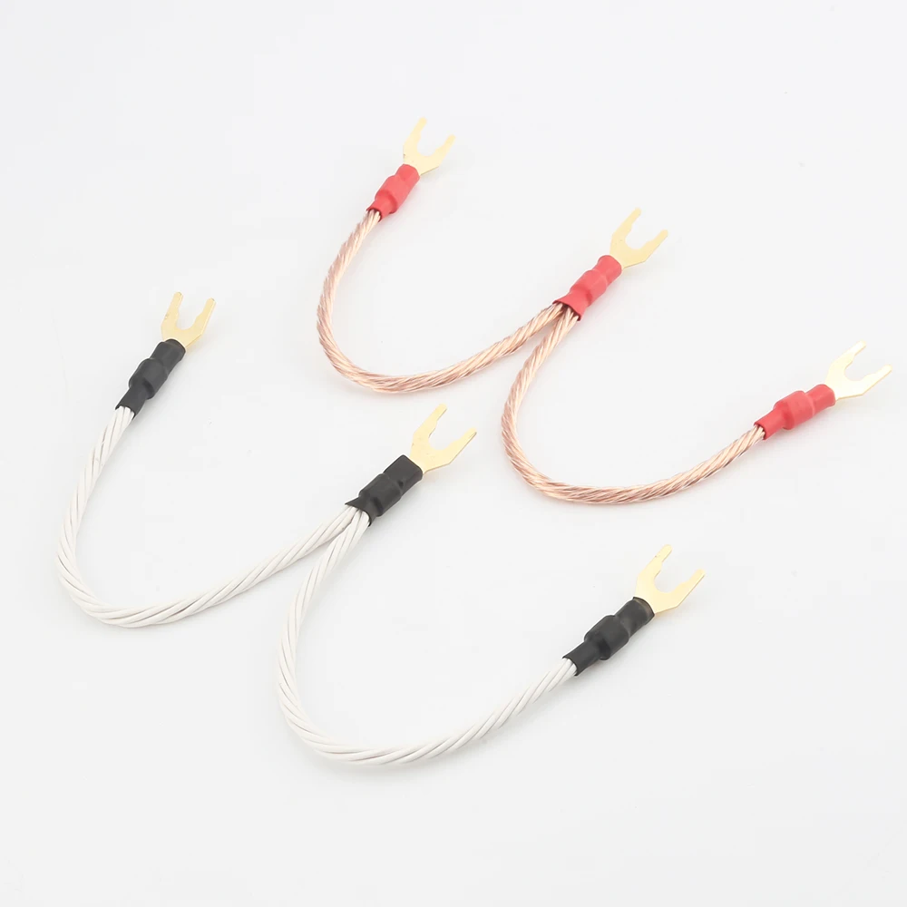 

High Quality Audiocrast 8TC 2pices twist High Purity Hifi Speaker Jump cable bridge cable 1spade to 2spade Jump speaker cable