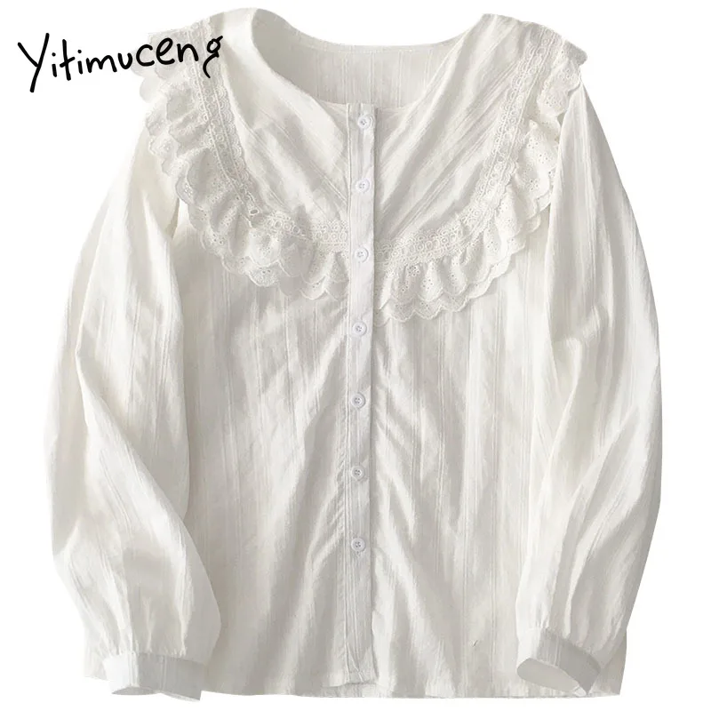 

Yitimoky Women Shirts Solid Spring Summer New 2021 Korean Fashion Top Long Sleeve Simply Style Casual Vintage Straight Blouse