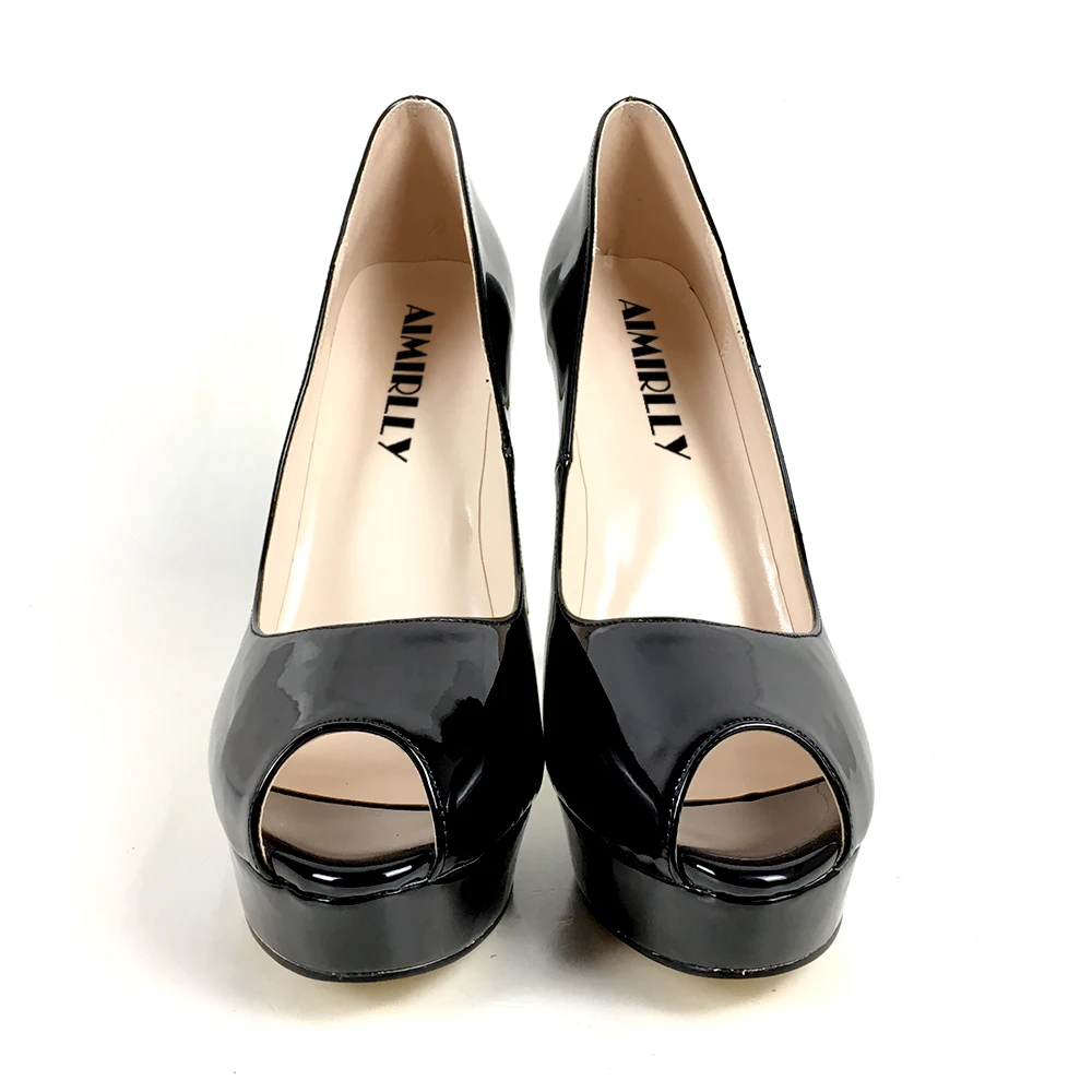 Туфли женские на высоком каблуке лакированная кожа туфли-лодочки с открытым