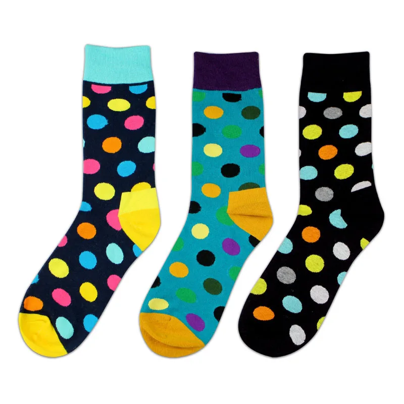 Яркие счастливые мужские носки с узором в горошек стиле хип-хоп британский стиль