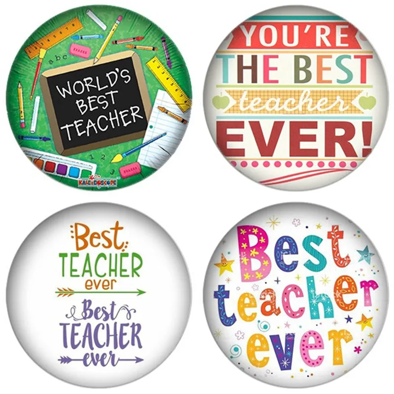 Стеклянные Кабошоны с надписью Best Teacher Ever 10 шт./лот Купольные бусины для основы