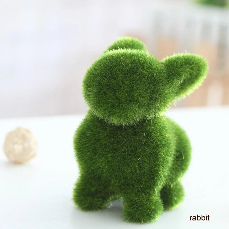 

1 Pcs Home Garden Creative Gifts Artificial Grass Flocking Animal Emulational Green Plant Lovely Animal Shape Grass Animal Decor