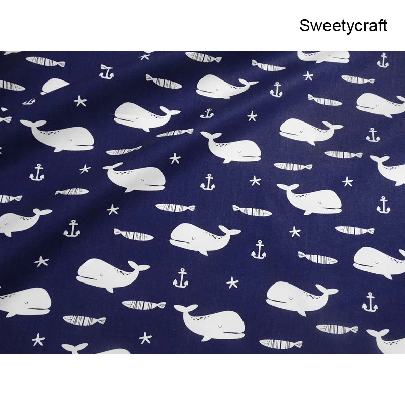 Хлопчатобумажная ткань 160*50 см с китовыми волнами сделай сам для шитья квилтинга