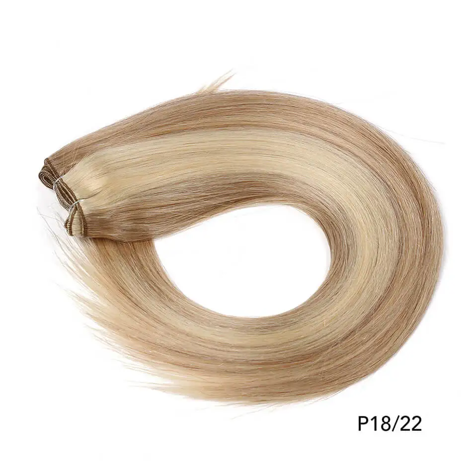 P18-22 RealBeauty Balayage волосы для наращивания, бразильские прямые человеческие волосы, пряди, двойной уток, Remy, Омбре/коричневый/медовый блондин/скандинавский цвет - Цвет: P18-22
