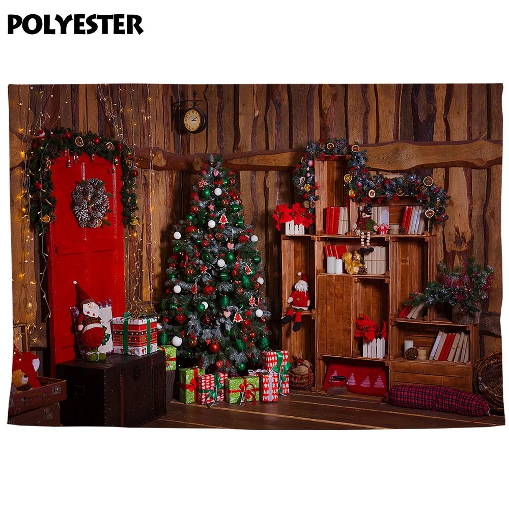 Allenjoy Рождественский Фотофон зимний деревянный дом книжная полка сосновый фон