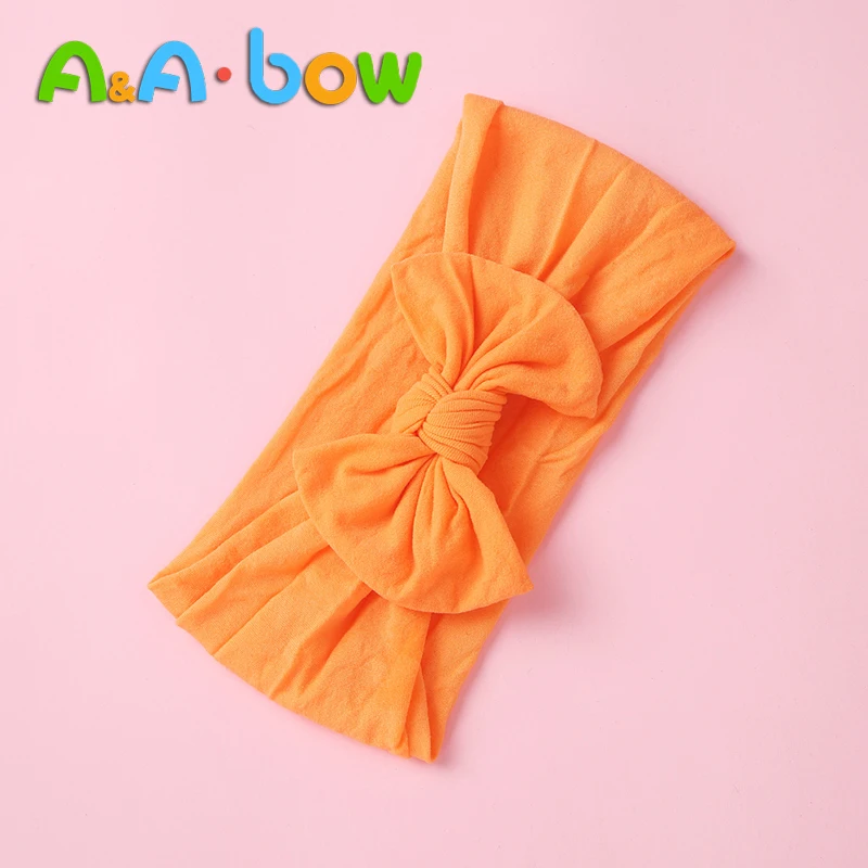 

35 Colors Baby Nylon Knotted Headbands Girls Big 11cm Hair Bows Head Wraps Infants Toddlers Hairbands Baby Hair Accessories