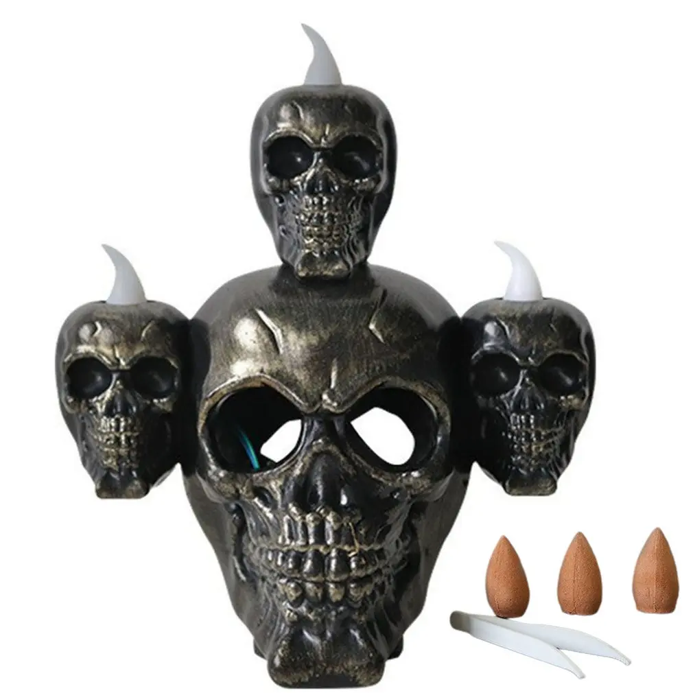 

Halloween new product smoke horror skull head lamp pumpkin lamp LED electronic candle light haunted house decoration props