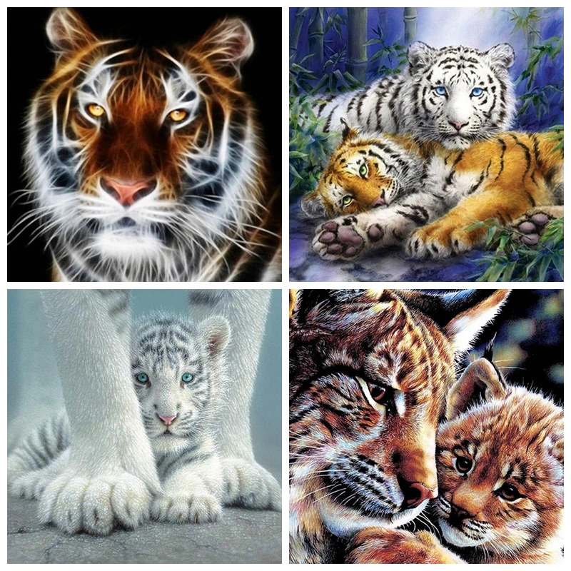 Алмазная живопись Тигр алмазная вышивка мозаика полная круглая из смолы