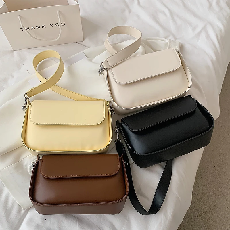 

New Women Shoulder Bag Solid Color Simple 2021 Youth Female Crossbody Bag Artificial Leather High Quality PU Leather Ladies Bag