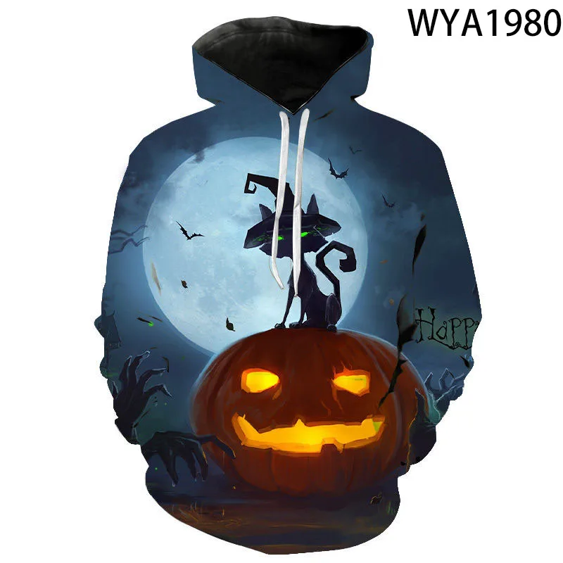 

2020 New Men Women Children Fashion Hoodies Streetwear Halloween Pumpkin 3D Printed Pullover Sweatshirts Boy Girl Hoody Tops