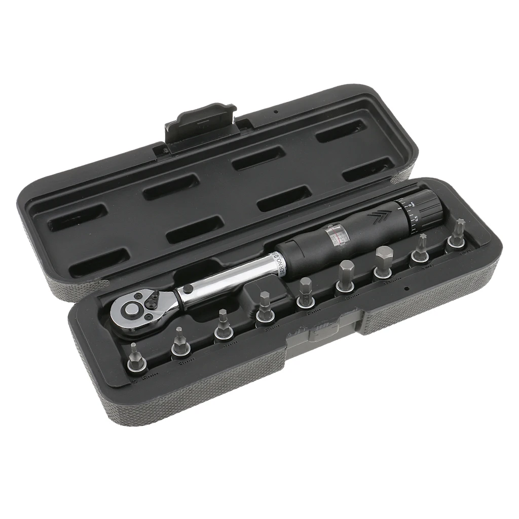 

Bicycle Bike Torque Wrench 1/4inch Drive Hex Socket Bit Set Repairing Spanner