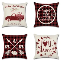 fashion mothers day red plaid truck love heart printing pillow cover home decoration sofe cushion cover linen pillowcase