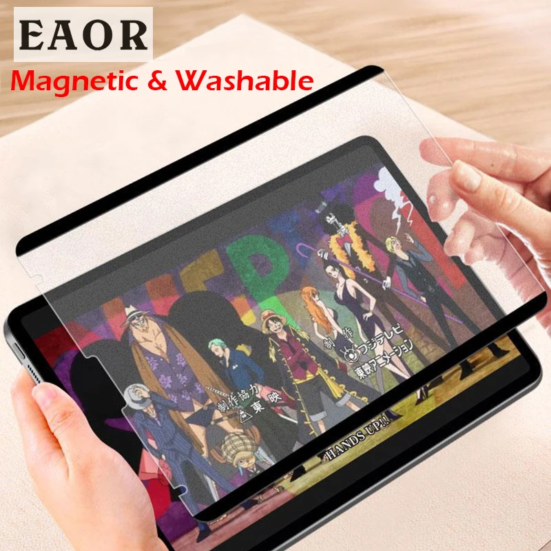 

EAOR Magnetic Paper Like Screen Protector for iPad Pro 11/12.9 Air 4 10.9/10.5 Mini 5 Removable Reusable PET Matte Drawing Film