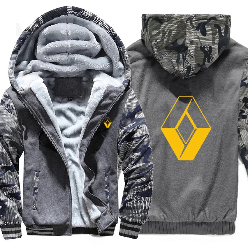 

Renault Hoodies Winter Camouflage sleeve Jacket Men Wool Liner Fleece RenaultLogo Sweatshirts