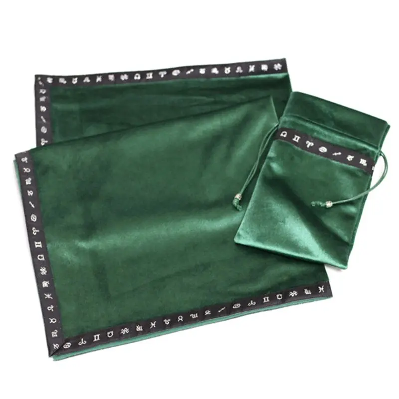 

Tarot Tablecloth with Cards Bag Constellation Divination Astrology Altar Cloth G99D