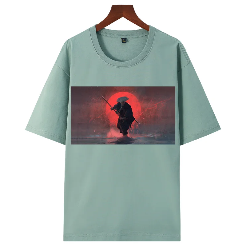 

The logo and pattern can be customized for the solid color five-quarter sleeve T-shirt