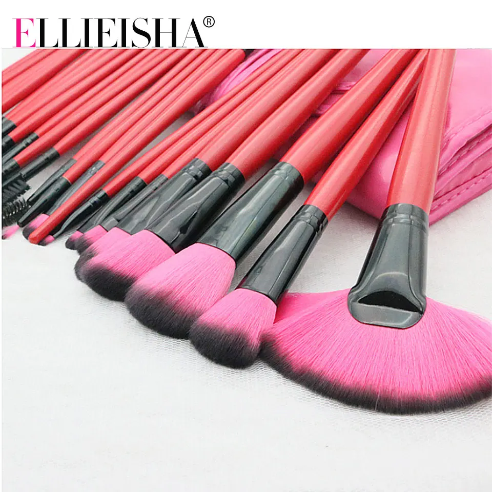 Набор кистей для макияжа ELLIEISHA Pink профессиональные кисти из натуральной козьей